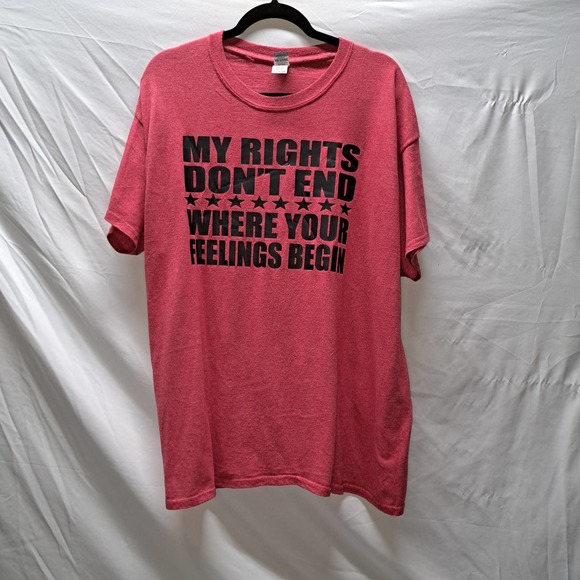 My rights don't end where your feelings begin Gildan Red XL T-shirt Unisex - Picture 1 of 8